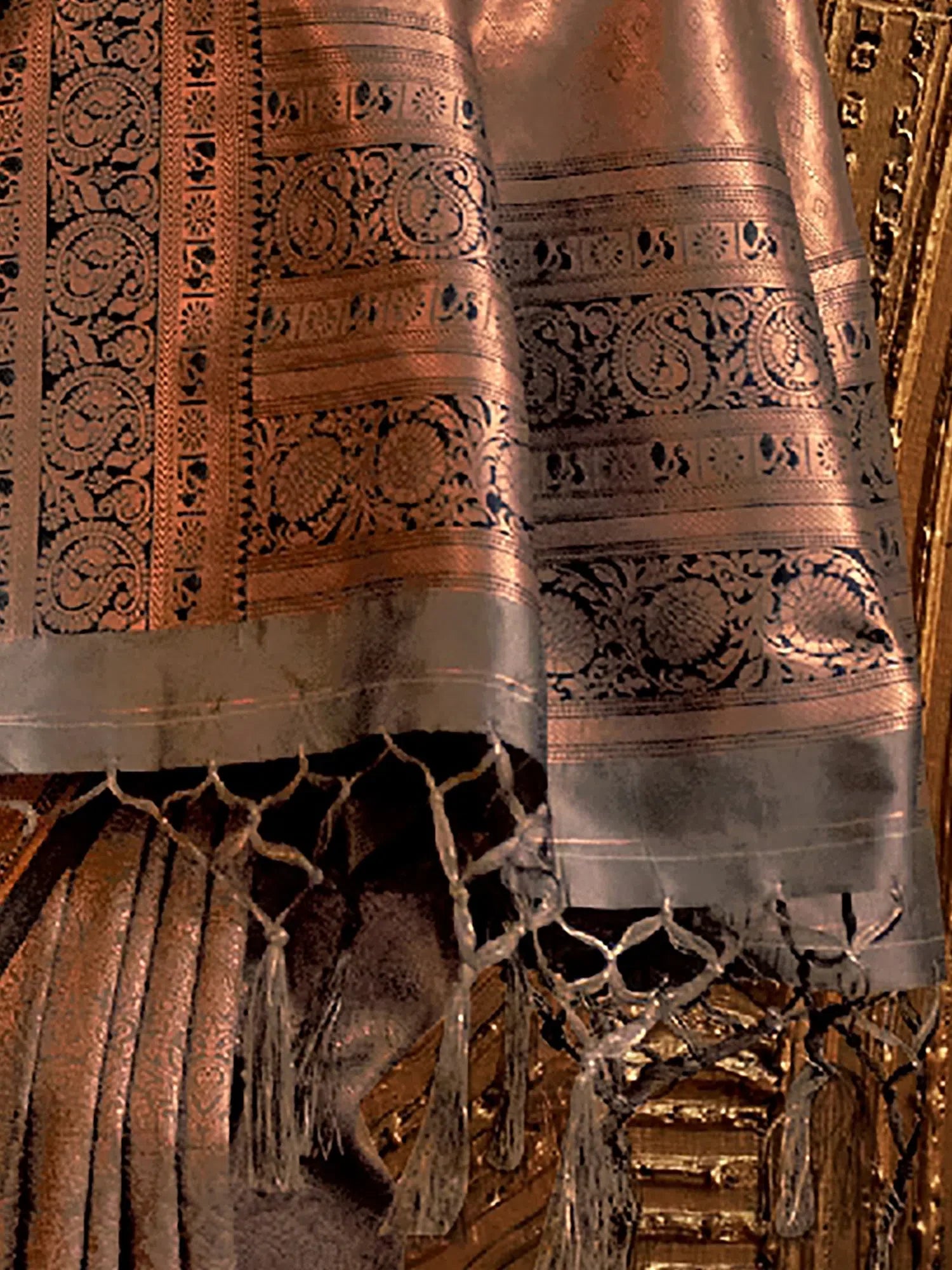 Grey Woven Design Indian Sari - Designer Saree India