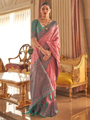 Women's Blend Grey Woven Design Handloom Saree With Blouse Piece-KNMNI2002