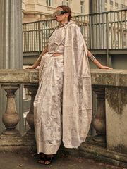 Women's Organza White Woven Design Designer Saree With Blouse Piece-KNEZA342009