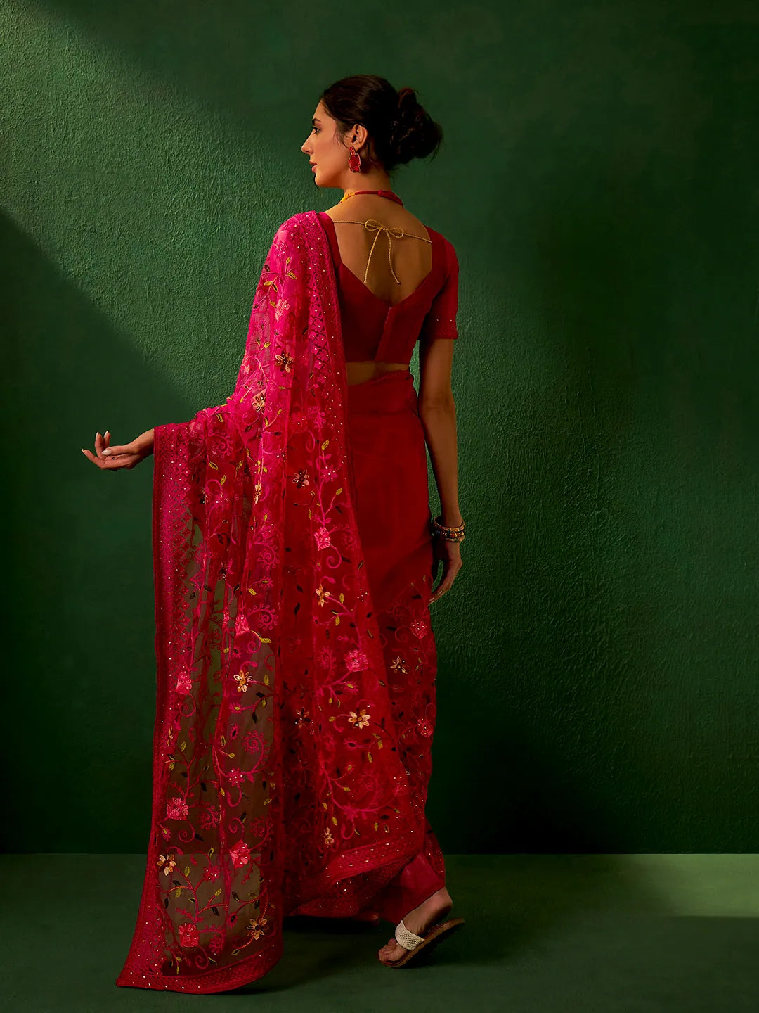 Magenta Embroidered Saree | Indian Sarees Online