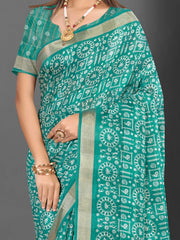 Women's Cotton Grey Printed Ready To Wear With Blouse Piece-RTWMINAXI7404