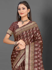 Women's Cotton Light Blue Printed Ready To Wear With Blouse Piece-RTWMINAXI6802