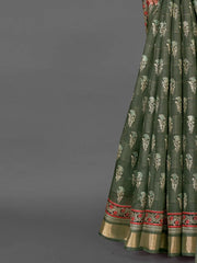 Women's Cotton Magenta Printed Designer Saree With Blouse Piece-MINAXI9008