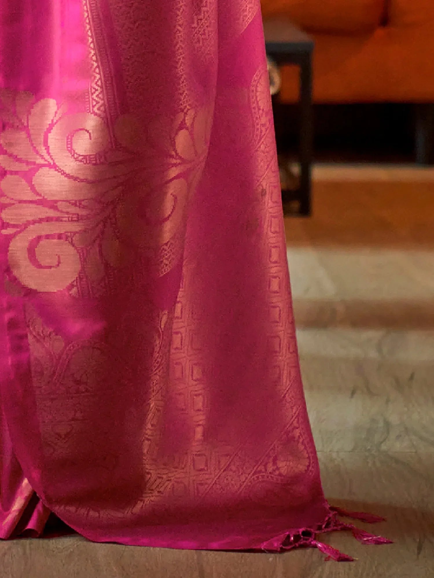 Pink Ornamental Woven Polyester Saree | Stylish Indian Designer Wear