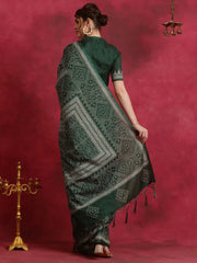 Women's Manipuri  Green Printed Designer Saree With Blouse Piece-KNTHAC902
