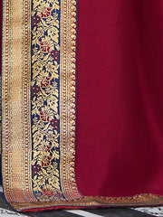 Women's Vichitra  Magenta Embellished Designer Saree With Blouse Piece-KNTRA30132