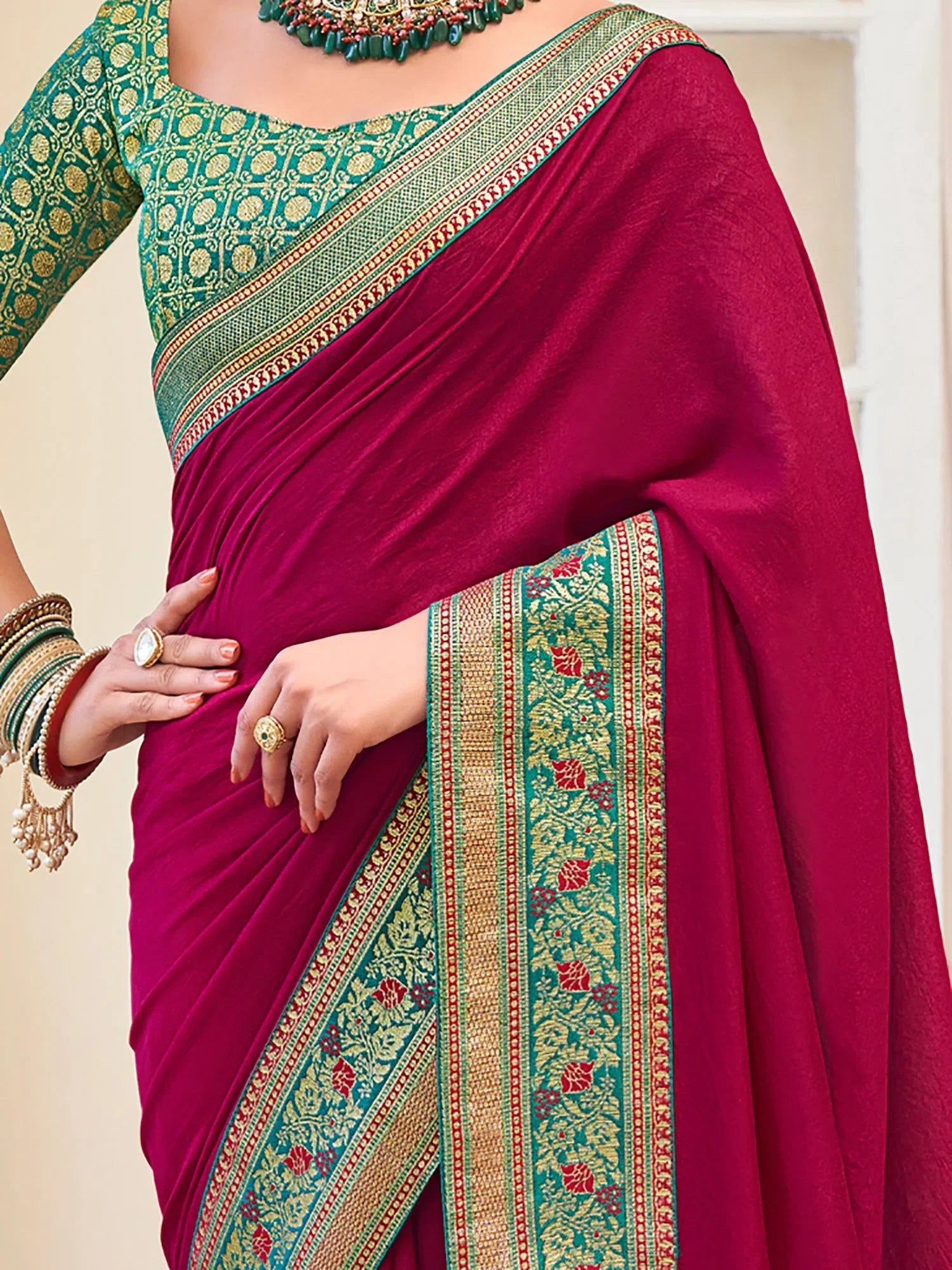 Embellished Pink Saree - Designer Sarees India