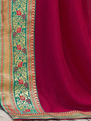 Women's Vichitra Pink Embellished Designer Saree With Blouse Piece-KNTRA30138