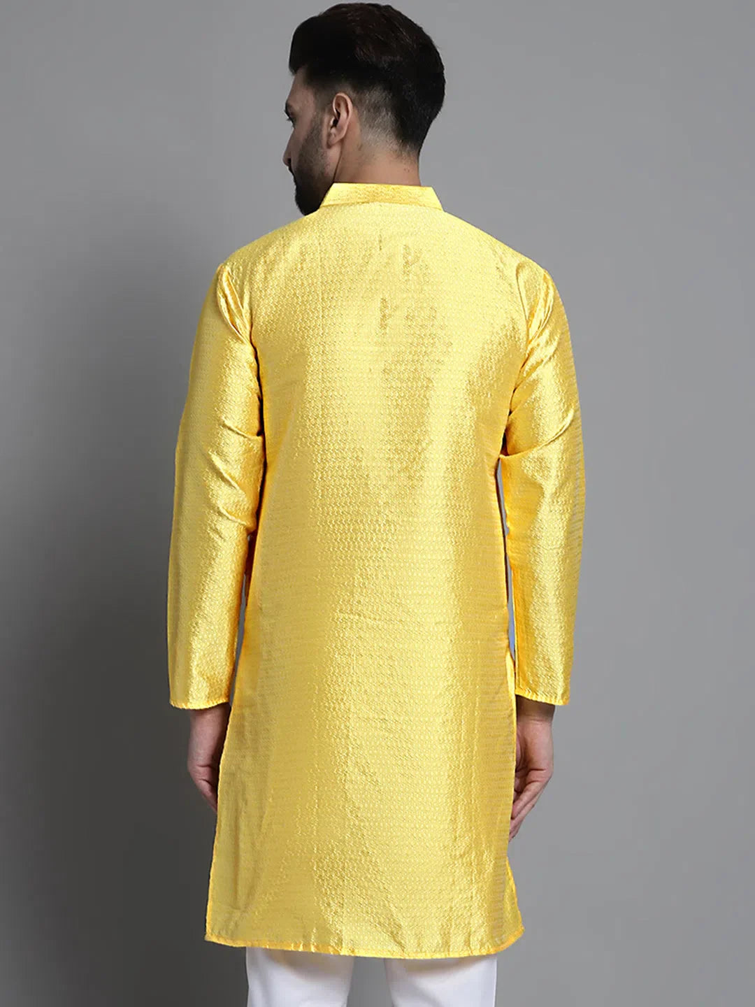 Lemon Woven Design Kurta - Mens Kurta Pajama Set, Pathani Style