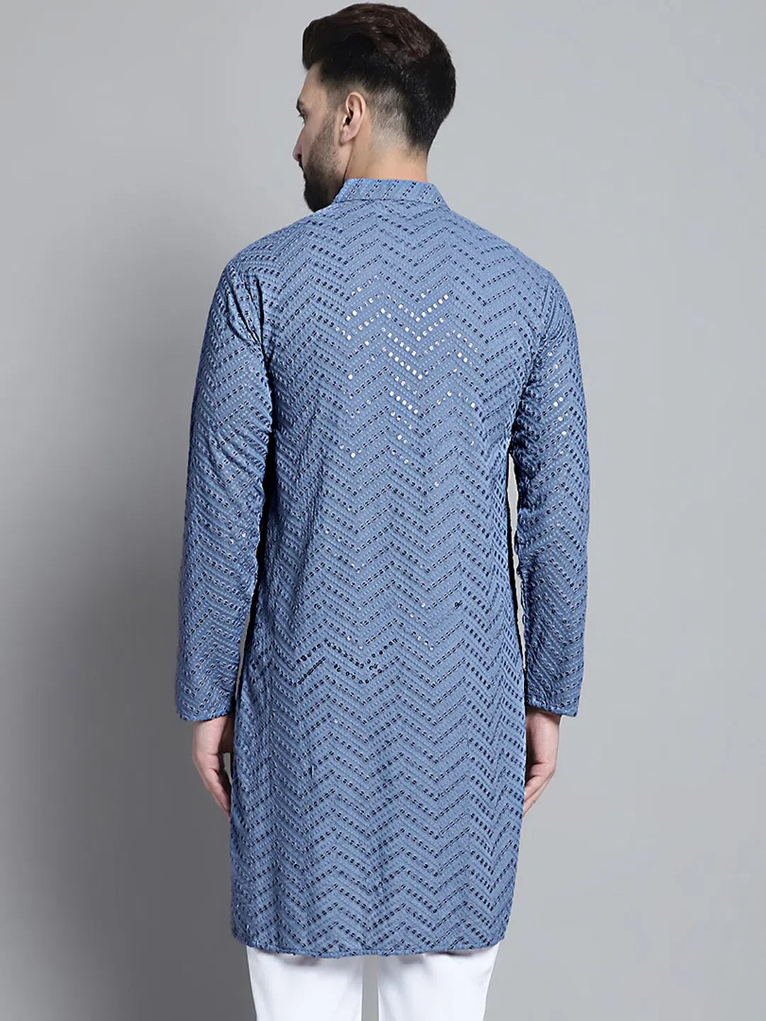 Grey Embroidered Mens Kurta: Stylish Mens Kurta Pajama Set