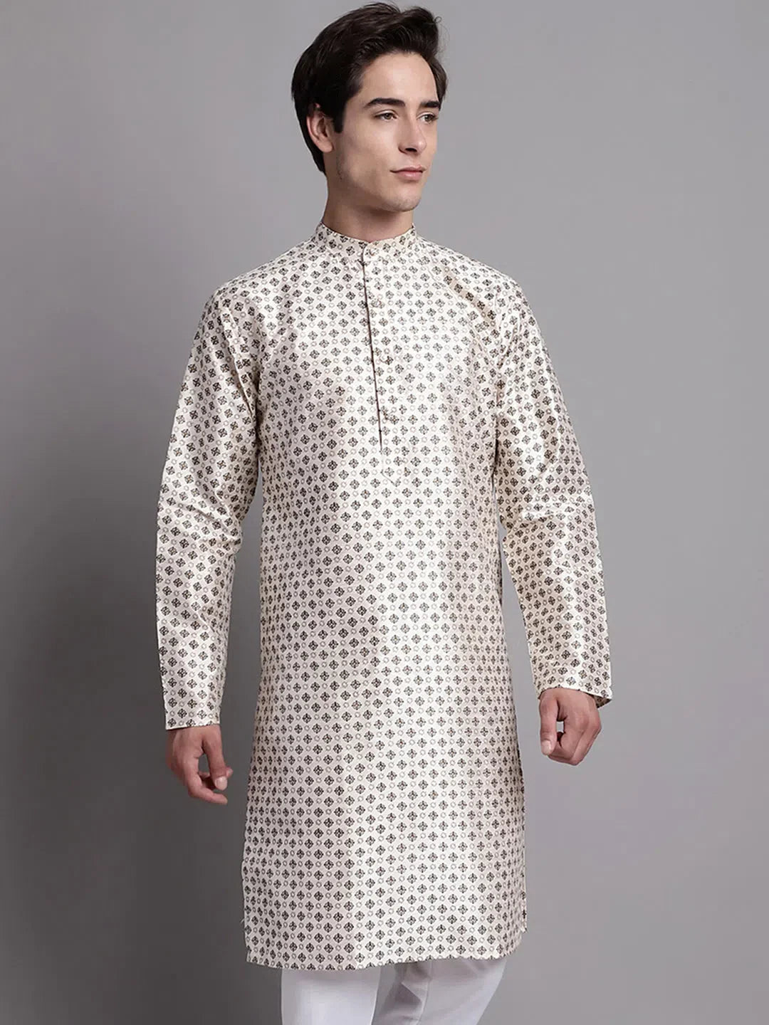 Men's Grey Printed Kurta: Stylish Mens Kurta Pajama Set