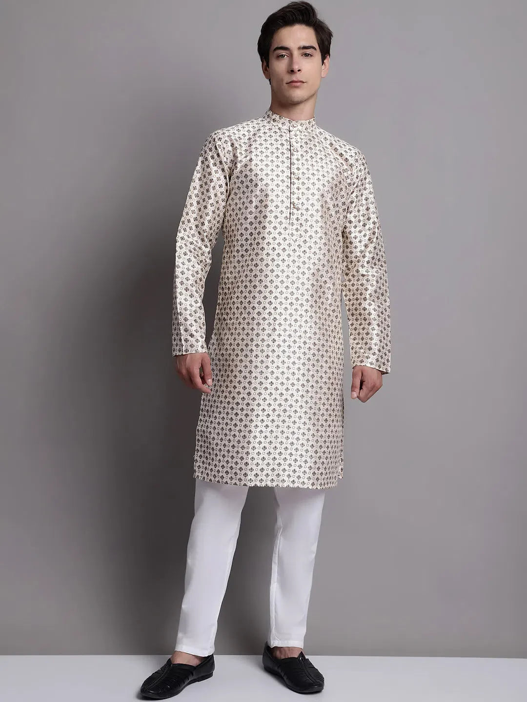 Men's Grey Printed Kurta: Stylish Mens Kurta Pajama Set