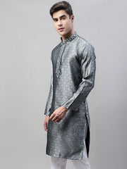 Collar Embroidered Kurtas-KO-692Grey