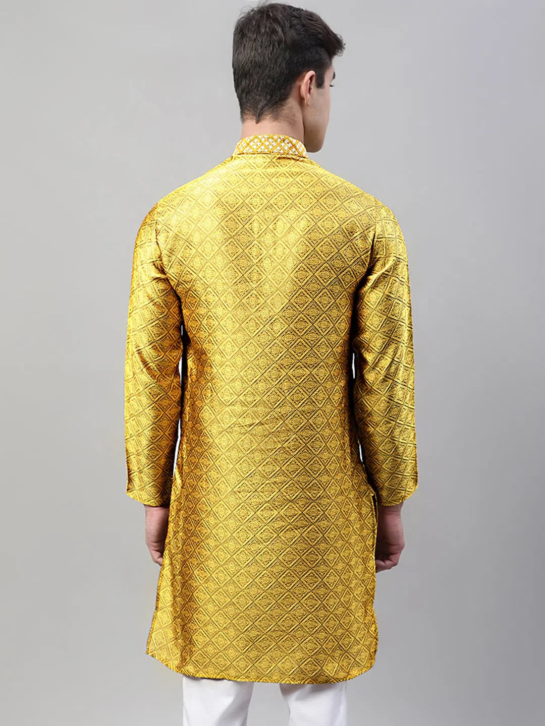 Mustard Embroidered Men's Kurta | Indian Kurta for Men