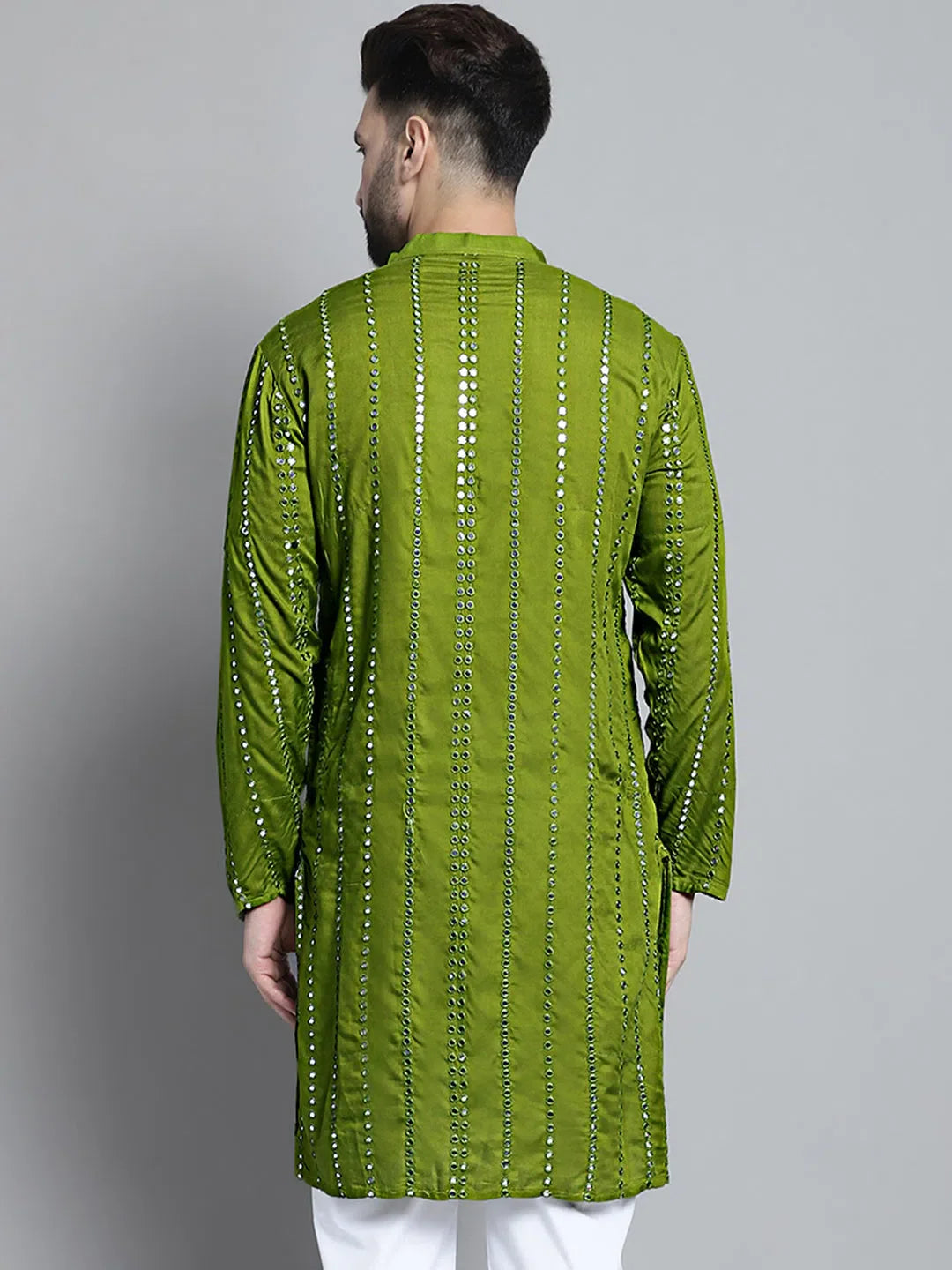 Olive Green Embroidered Kurta | Mens Kurta Pajama Set Style