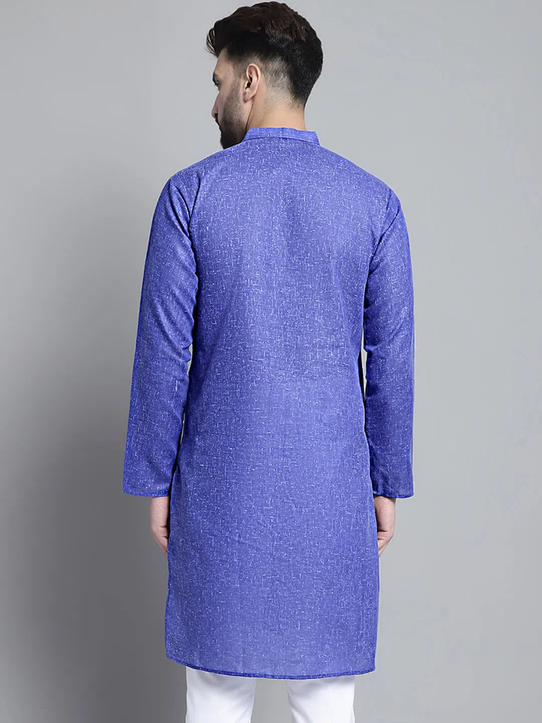 Blue Cotton Mens Kurta Pajama Set | Solid Kurta Pajama Online