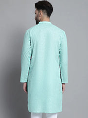 Men's Solid Pure Cotton Kurtas-KO-697Green
