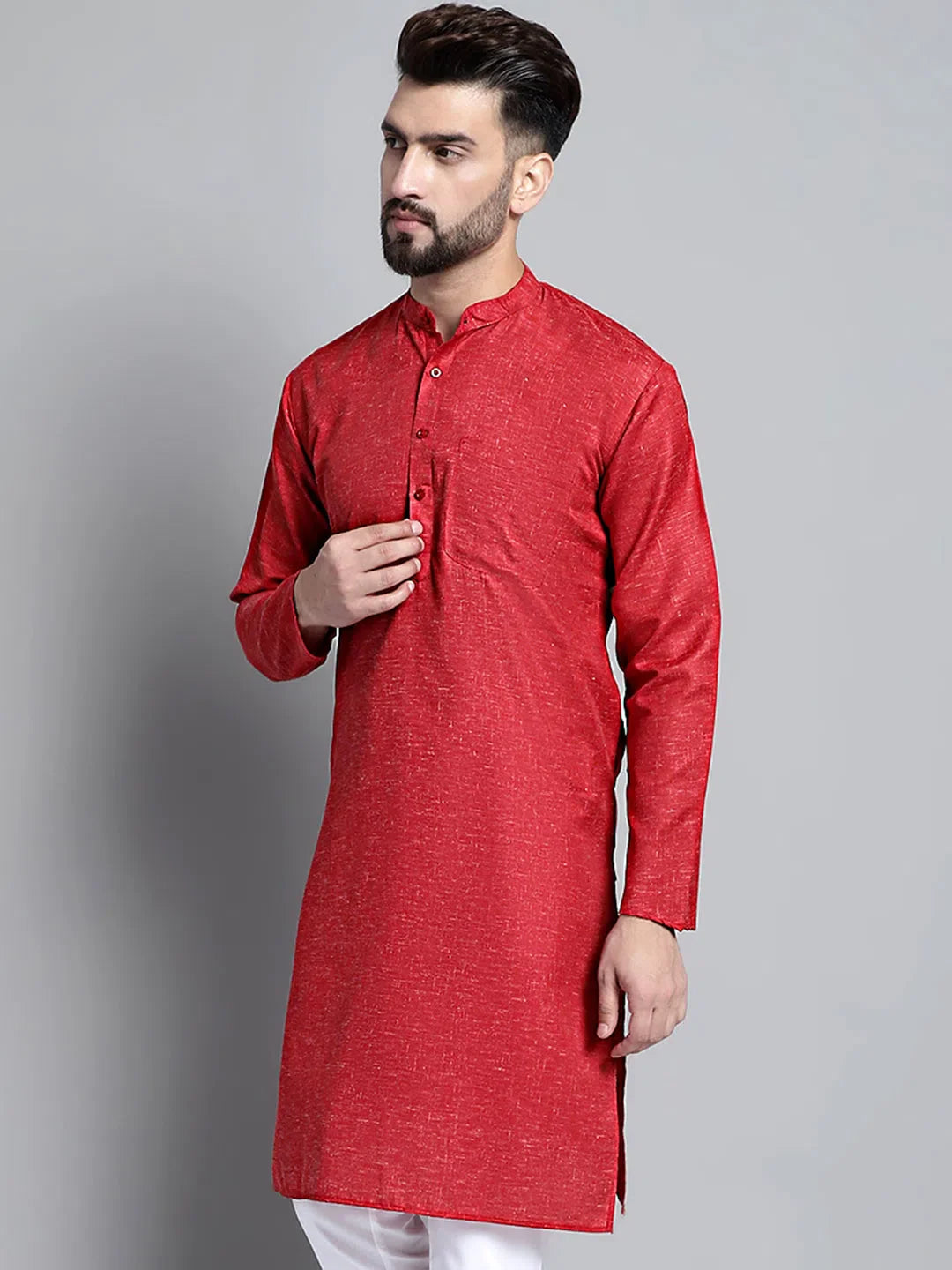 Maroon Cotton Mens Kurta Pajama Set | Solid Cotton Kurtas