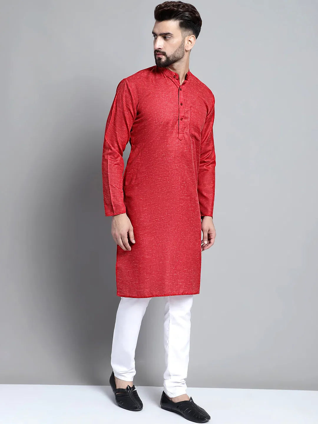 Maroon Cotton Mens Kurta Pajama Set | Solid Cotton Kurtas