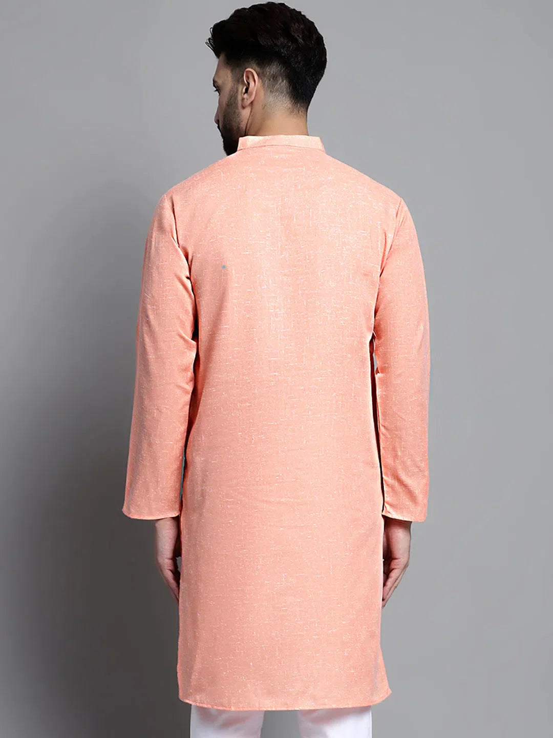 Peach Cotton Kurta for Men | Solid Kurta Pajama Style