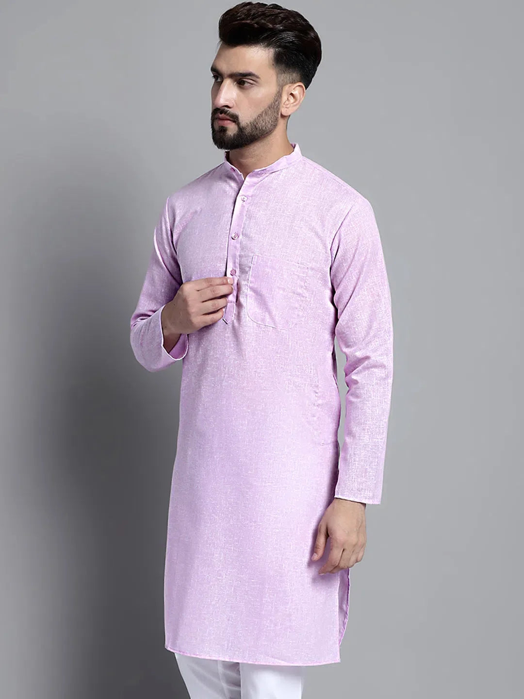 Purple Cotton Kurta: Mens Kurta Pajama Set - Solid Style