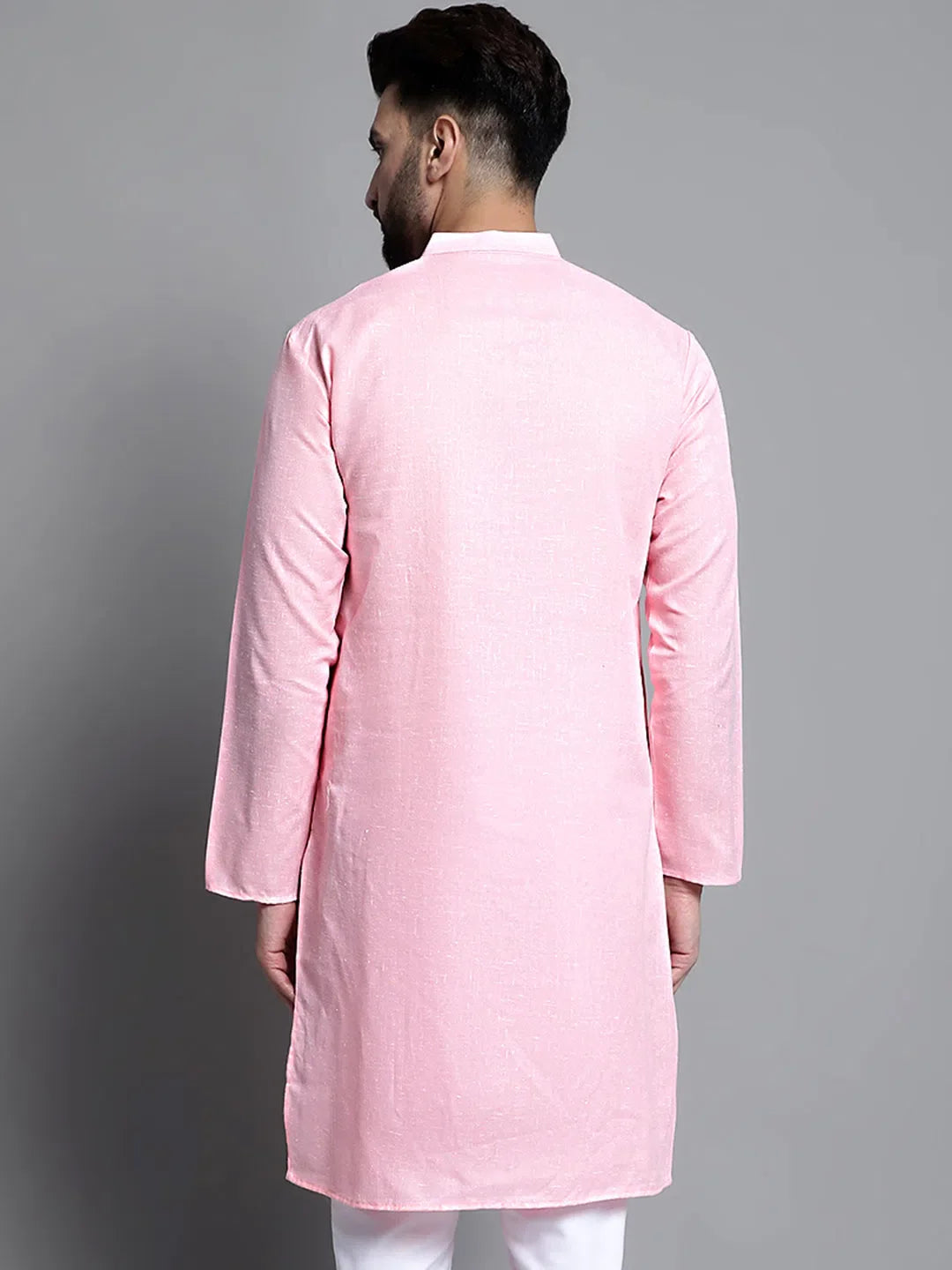 Pink Solid Cotton Kurta | Mens Kurta Pajama Separates