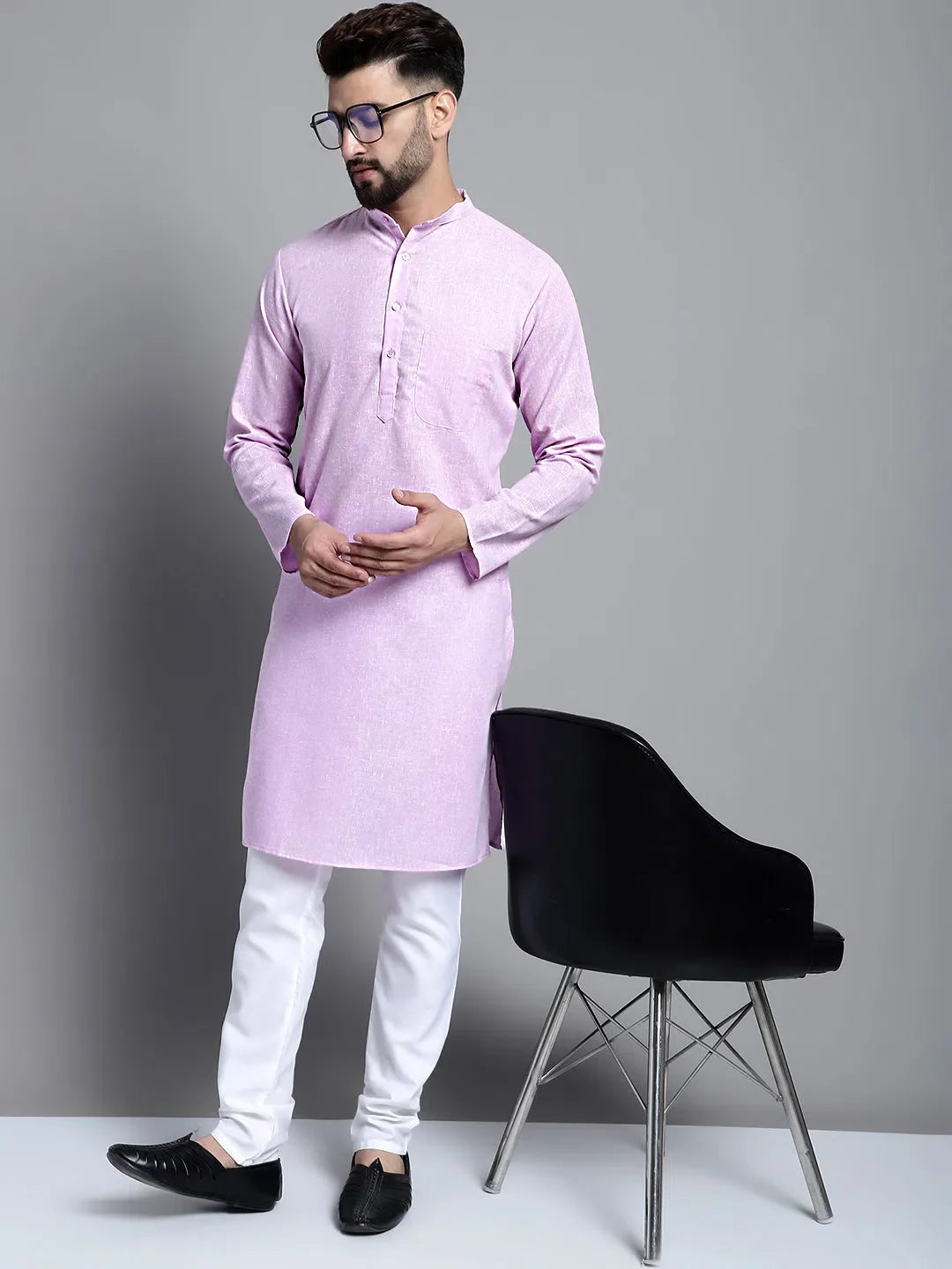 Purple Cotton Kurta: Mens Kurta Pajama Set - Solid Style