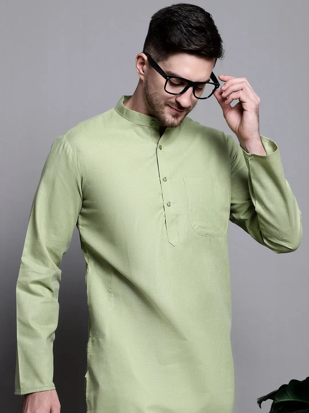Pista Green Cotton Kurta for Men | Casual Mens Kurta Pajama