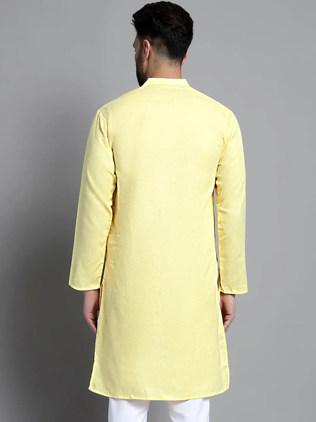 Yellow Solid Cotton Kurta | Mens Kurta Pajama Set Option