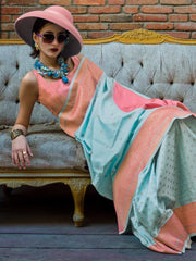 Women's Pure Pink Woven Design Designer Saree With Blouse Piece-KODIAQ302001