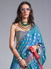 Women's Pure Peach Woven Design Designer Saree With Blouse Piece-KODIAQ302003