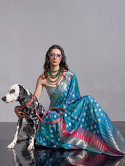 Women's Pure Light Green Woven Design Designer Saree With Blouse Piece-KODIAQ302005