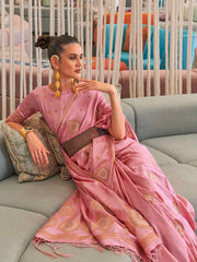 Women's Blend Magenta Woven Design Designer Saree With Blouse Piece-KOKRO308002