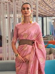 Women's Blend Magenta Woven Design Designer Saree With Blouse Piece-KOKRO308002