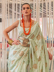 Women's Blend Pink Woven Design Designer Saree With Blouse Piece-KOKRO308004