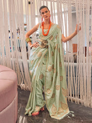 Women's Blend Pink Woven Design Designer Saree With Blouse Piece-KOKRO308004