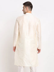 DesiQlo Men's White Solid Dupion Silk Kurta Only ( KO 636 White )