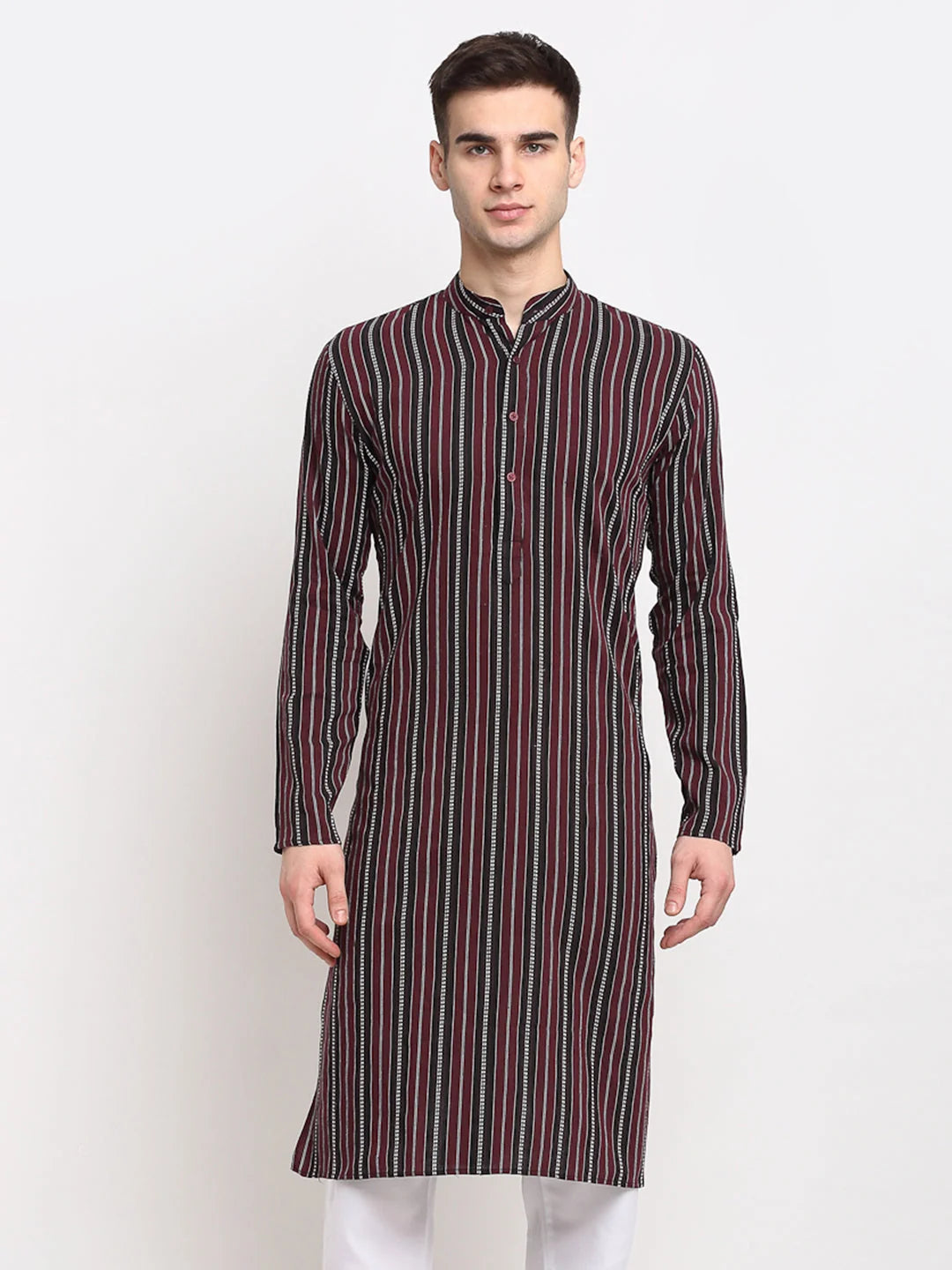 Maroon Cotton Mens Kurta - Indian Kurta for Men Shop Now
