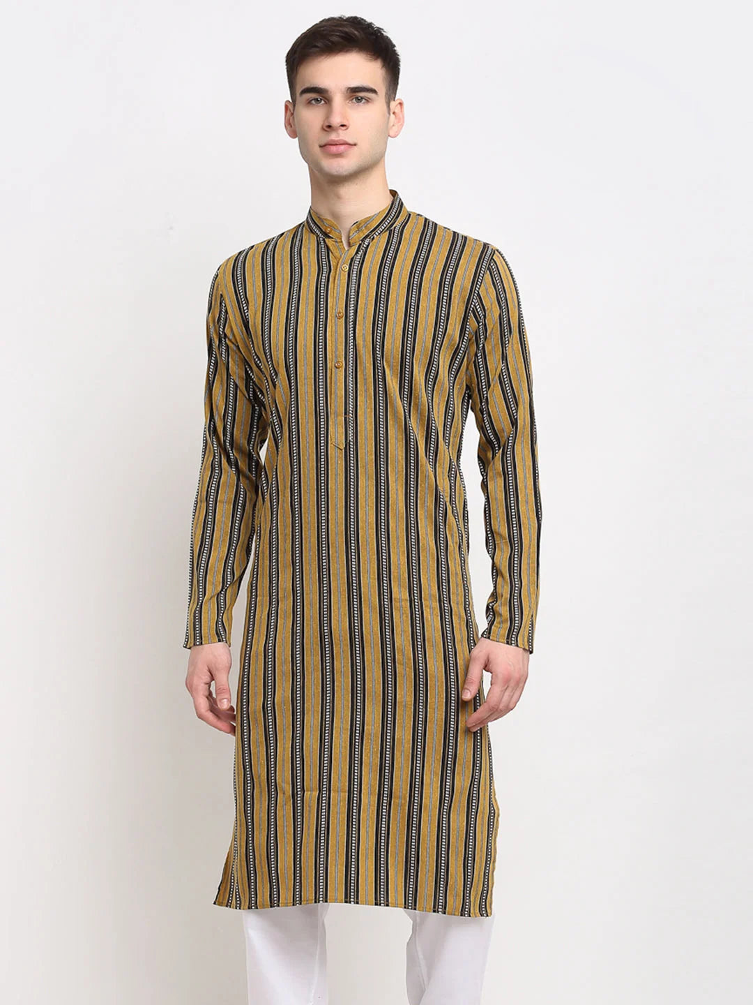 Mustard Cotton Mens Kurta - Shop Indian Kurta for Men Now