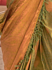 Women's  Blend Light Green Woven Design Designer Saree With Blouse Piece-KOKRO308005