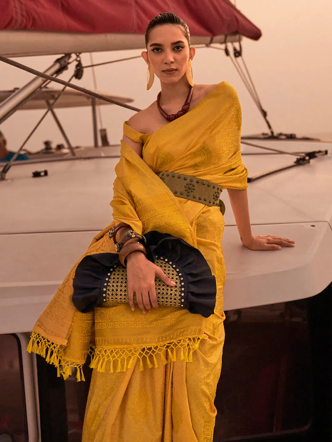 Yellow Designer Saree | Indian Sarees with Blouse