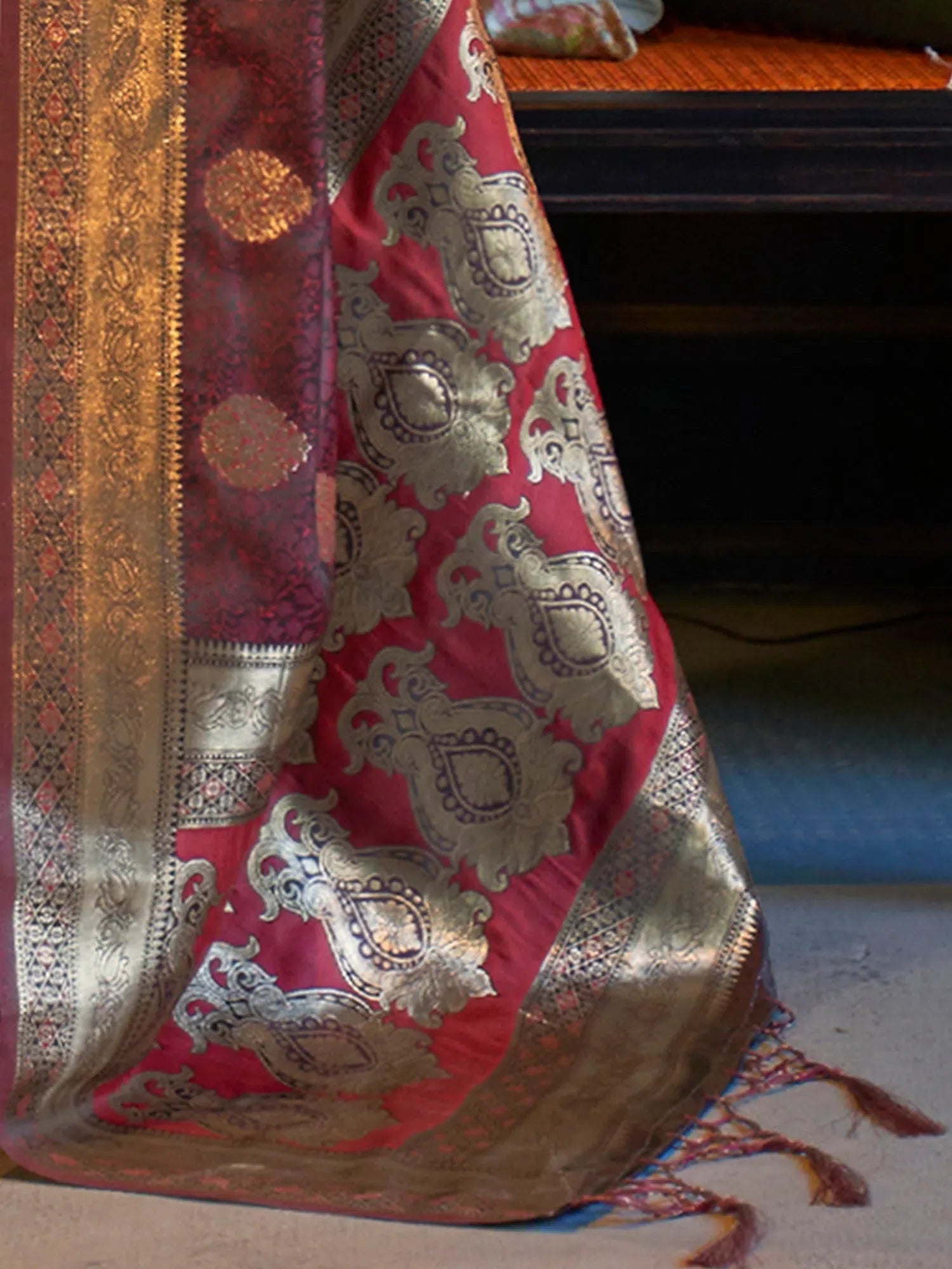 Brown Woven Designer Saree with Blouse - Indian Wedding Sarees