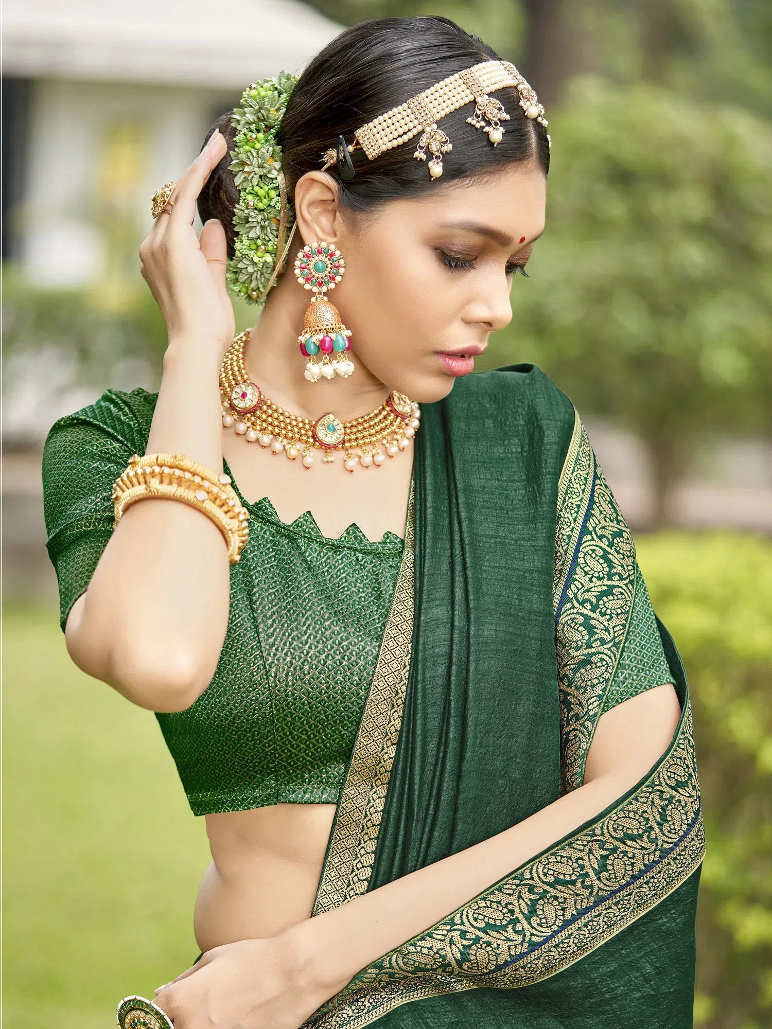 Green Embellished Saree - Designer Sarees India