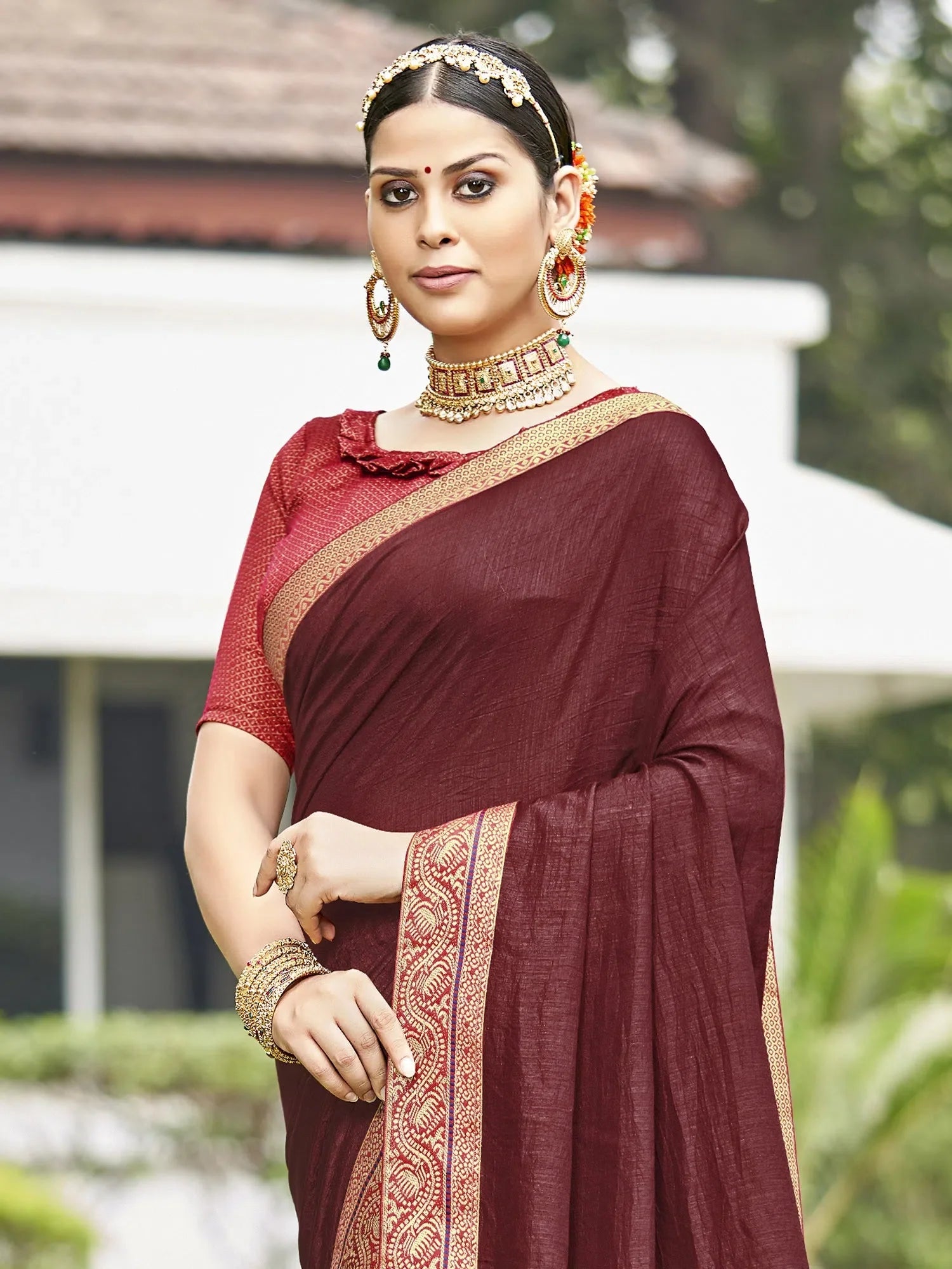 Brown Embellished Saree - Designer Indian Sarees