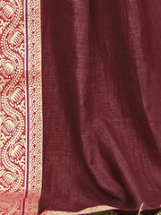 Women's Vichitra Brown Embellished Designer Saree With Blouse Piece-KONKA81594