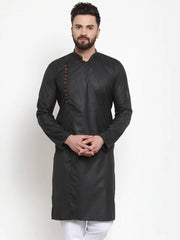 Men Black Solid Kurta