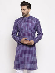 Men's Purple Woven Kurta Only