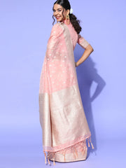 Women's Blend Blue Woven Design Designer Saree With Blouse Piece-KORNEL310002