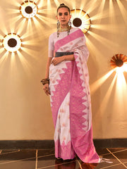 Women's Nylon Beige Woven Design Designer Saree With Blouse Piece-KORVAI264002