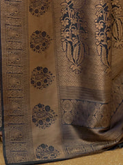 Women's Linen Grey Woven Design Designer Saree With Blouse Piece-KOSKI293002